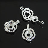 10pcs Flower Jewelry Making Supplies Silver Plated Bead Cage Pendant - Add Your Own Pearls, Stones,