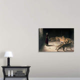 Daniel in The Lions Den, Mezzotint Canvas Wall Art Print, 48"x32"x1.25"