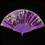 BABEYOND 8pcs Floral Folding Hand Fan Vintage Handheld Lace Folding Fan with Different Flower