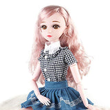 Lifelike BJD Doll Ball Jointed Doll Full Set with Bjd Doll Accessories Clothes + Wigs + Shoes 16 Jointed Full Accessories Set Girls Toys for Birthday Height 60Cm