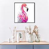 MXJSUA 5D Diamond Painting Kit by Numbers DIY Crystal Rhinestone Arts Craft Picture Supplies for Home Wall Decor,Watercolour Pink Flamingo 12x16inches