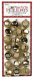 Darice Holiday Jingle Bells-Fancy Cap-Assorted Golds-30 x 40mm-21 Pieces, 1 Pack