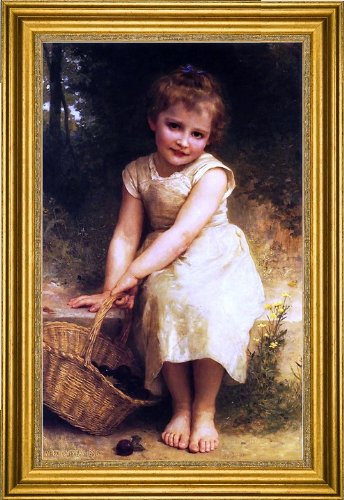 Art Oyster William Adolphe Bouguereau Plums (Also Known as Les Prunes) - 18.05" x 27.05" Premium Canvas Print with Gold Frame