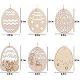 Unfinished Wooden Easter Ornaments, 36Pcs DIY Crafts Easter Egg Shape Cutouts Pendants Embellishments Wood Slices Hanging Tags with Ropes for Easter Hunt Activity Decor, Easter Party Favor Supplies