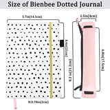 Dotted Journal, Bienbee Dot Grid Notebook A5 Dotted Leather Journals Supplies 150 gsm Thick Paper with Pink PU Leather Pen Case Dotted Pages Notebooks for Women
