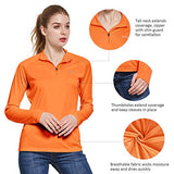 BALEAF Women's UPF 50+ Sun Protection T-Shirt Long Sleeve Half-Zip Thumb Hole Outdoor Performance Workout Tops Orange Size S