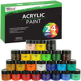 U.S. Art Supply 24 Color Acrylic Paint Jar Set 100ml Bottles (3.33 fl oz) - Professional Artist