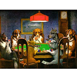 SKRYUIE 5D Full Drill Diamond Painting by Number Kits The Dog Playing Cards, Paint with Diamonds Arts Embroidery DIY Craft Set Arts Decorations(12x16 inch)…