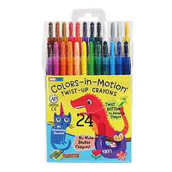 Colors-in-Motion Twist-up Crayons, Colored Pencils, Kids Crayon, Adult Coloring, Professional Drawing (7 in length) (24 Colors Set)