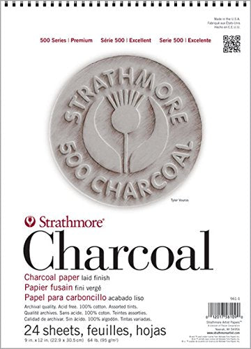 Strathmore STR-561-1 24 Sheet Assorted Tint Charcoal Pad, 9 by 12"