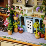 DIY Mini Wooden Dollhouse Miniatures, 3D Puzzles DreamHouse Handmade Miniature DIY Kit with Furniture LED Best Xmas Gift Birthday gift Children's day Homework Parent-child Summer(Street Corner)
