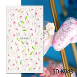 Nail Art Stickers 3 Sheets 5D Sterescopic Embossed Nail Decals Accessories Flowers Nail Art Supplies Self-Adhesive Nail Sticker Decoration for Nail DIY Design