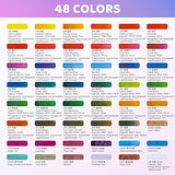 Arrtx Alcohol Markers 24 Fresh Colors Brush Marker and Chisel Marker with MeiLiang Watercolor Paint Set, 48 Vivid Colors Includes12 Metallic Glitter Solid Colors