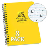 Rite in the Rain Weatherproof Side Spiral Notebook, 4.625" x 7", Yellow Cover, Universal Pattern, 3 Pack (No. 373L3)