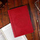 CAGIE Leather Vintage Journals for Writing Soft Cover 256 Lined Pages Notebook 180 Lay Flat for Men Travel Diary, 5.7'' x 8.3'', Red
