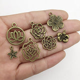 100g Craft Supplies Mixed Flower Beads Charms Pendants for Crafting, Jewelry Findings Making