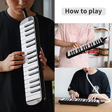 MUSICUBE Melodica for Kids 32 Keys Melodica Instrument Air Piano Keyboard with 1 Long Tube, 1 Short Mouthpiece, 1 Bag for Beginners Students, Musical Gift for Boys & Girls (BLACK)