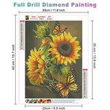 AIRDEA Sunflowers Diamond Painting Kits for Adults Beginners Round Full Drill 5D DIY Butterfly Diamond Art Kits Animals Diamond Painting Kits Flowers Picture Art for Home Wall Decor 11.8x15.7inch