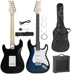 Smartxchoices 39" Electric Guitar Beginner Kit Full Size Blue Guitar with 10W Amp, Case and Accessories Pack for Starter