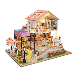 Toy Toddler Dollhouse Sets, DIY Cottage Handmade Creative Model, Dollhouse Romantic Birthday Gift, with Dust Cover, Home Decor-Unique (Color : with Music Movement)