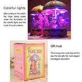 Brakites Music Box for Carousel, 3-Horse with LED Light Classic Decor, Great Merry Go Round Music Boxes for Girls Granddaughters Daughter Birthday Christmas Valentine (Purple)