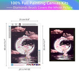 WHATWEARS 5D Diamond Painting Kit DIY Moon Full Drill Diamond Art Paintings for Adults Kids Moonnight Gem Painting with Diamonds Dots Crystal Pictures Craft for Home Wall Decor Gift 11.8x15.7inch