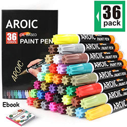 36 Pack Paint Pens for Rock Painting - Write On Anything. Paint pens for Rock, Wood, Metal, Plastic, Glass, Canvas, Ceramic & More! Low-Odor, Oil-Based, Medium-Tip Paint Markers