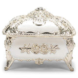 Haelo White Pearlescent Oblong Crystals Metal Jewelry Music Box Plays Unchained Melody