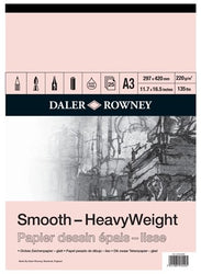 Daler Rowney : Smooth : Heavyweight Cartridge Pad : 220gsm : 25 Sheets : A2