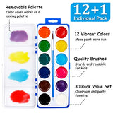 12 Colors Watercolor Paint Set Bulk, Pack of 30, Shuttle Art Watercolor Paint Set with Paint Brushes for Kids and Adults, Washable Paint for Classroom, Parties, Kindergarten and Art Activities