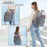 LOVEVOOK Laptop Backpack for Women & Men Unisex Travel Anti-Theft Bag Business Computer Backpacks Purse College School Student Bookbag, Casual Hiking Daypack with Lock, 15.6 Inch, Grey