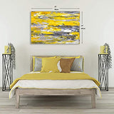 Canvas Wall Art Abstract Yellow Grey Framed Wall Art Paintings for Bedroom Living Room Office Home Decoration Modern Canvas Artwork Wall Decor Ready to Hang 35''x24'', 1 Pieces