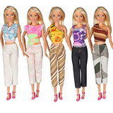 TANASY 5 Sets Clothes Outfit Casual Wear 5 Shirt and 5 Pants for 11.5"/30cm Girl Dolls
