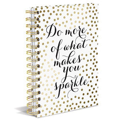 Graphique Sparkle Hard Bound Journal w/ Gold Polka Dots & "Do More of What Makes You Sparkle" Message, 160 Ruled Pages, 6.25" x 8.25" x 1"