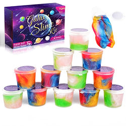 Galaxy Slime Kit Colorful Space Slime 12 Pack, Non Sticky Wet Premade Slime, Soft, Stress Relief Sludge, Goody Bags Stuffer for Kids Birthday Party Favor Slime Set for Girls Boys Adults