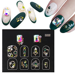 AnGalaxy Emerald Jewel Nail Stickers 3D Gorgeous Shine Shimmer DIY Self Adhesive Nail Art Decals by Premium Designer for Young Women Fashion Ladies Manicure Multiple Classy Luxury Designs to Choose