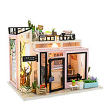Spilay DIY Miniature Dollhouse Wooden Furniture Kit,Handmade Mini Modern Model Plus with Dust Cover & Music Box ,1:24 Scale Creative Doll House Toys for Children Lover Gift(Time Studio)