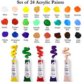 WA Portman 24 Pack Acrylic Paint Set in Tubes - 12ml Acrylic Paint Tubes - Acrylic Paint Tube Set - Lightfast 24 Colors Acrylic Paint - Acrylic Paint Sets for All Ages - Acrylic Paint Set 24 Colors