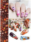 30 Rolls Halloween Nail Foil Transfer Stickers, Kalolary Nail Decals with Halloween Pumpkin Spider Vampires Devil Design Nail Art Accessories Halloween Nail Wraps for Girls Women DIY Nail Decoration
