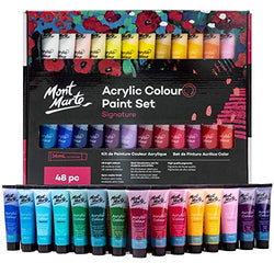 Mont Marte Signature Acrylic Paint Set, 48 x 36ml, Semi-Matte Finish, 48 Different Colours, Suitable for Canvas, Wood, MDF, Leather, Air-Dried Clay, Plaster, Cardboard, Paper and Crafts