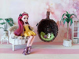 Hanging swing chair for doll. Hammock sitting nest in 1/12 scale. Doll woven seat. Wicker for doll.