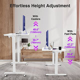 AVLT 50" Electric Standing Desk with Tilting Tabletop (4 ft 7 inches) – Height Adjustable Dry Erase Top Whiteboard and Rolling Casters – 2 Leg Drafting Tabletop - White