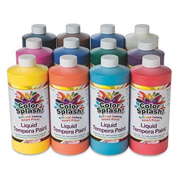 S&S Worldwide LT5 32 oz. Color Splash! Liquid Tempera Paint Assortment (Pack of 12)