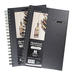LYTek Hardcover Sketch Book,2 Pack 6"x9"Premium Sketchbook with Spiral Wire and Pencil Loop,Total 160 Sheets of Sketch Pad,Acid Free Drawing Paper, Perfect for Pen,Colored Pencil,Pastel and Graphite.
