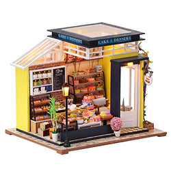 F&S Miniature Bakery Dollhouse with Tiny Cakes & Furniture | DIY Mini Dollhouse Kit with LED | 1:24 Scale | Amazing Birthday or Valentines Day Gift!