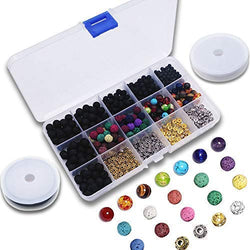 Lava Bead Kit, 600 Pcs Lava Beads Stone Rock Diffuser Balls Kit Set | Black & Colored | Chakra