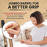 Mammoth Jumbo Pencils for Preschoolers, Toddlers, Kids & Adults - 12 Pack - Fat Barrel Big Grip, Easy to Hold and Write - Cedar, Graphite Core, Natural Finish, Sharpened, Made in USA
