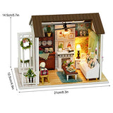 Yosoo 3D Wooden Puzzle Miniature House Dollhouse Kit Miniature DIY Cabin Wooden Villa Doll House with LED Lights Kids Gifts Home Decoration for Kids Children