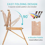 VIVOHOME French Style Wooden Art Easel Portable Tripod Painting Stand Height Adjustable with Sketch Box and Storage Drawer Palette