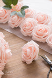 Ling's moment Artificial Flowers 50pcs Real Looking Blush Fake Roses w/Stem for DIY Wedding